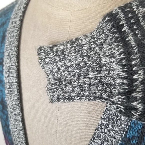 Vintage 90s Purple and Teal Printed Cozy Cardigan Grandpa Sweater Size Large - Picture 4 of 7